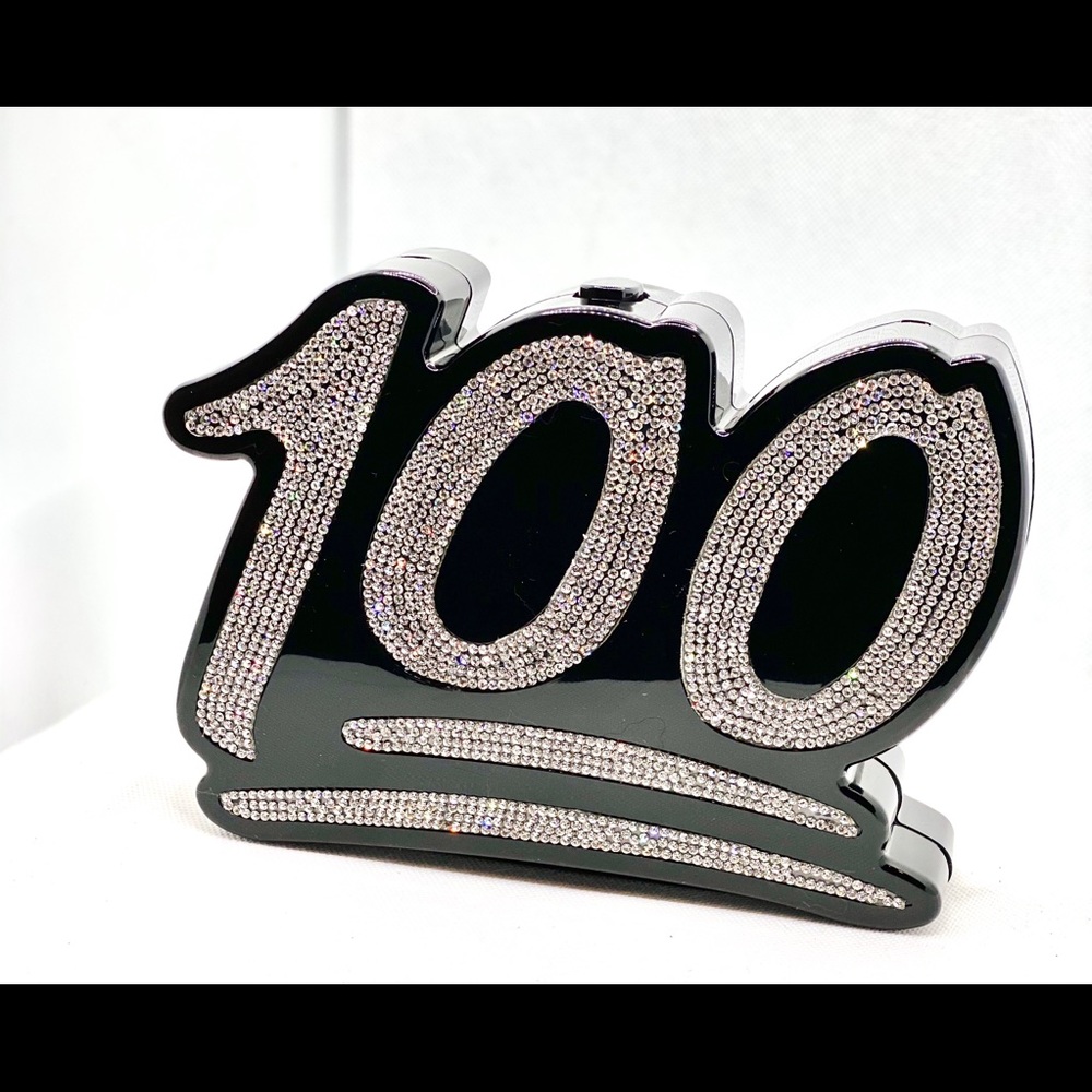 Blinged out “100” crossbody bag